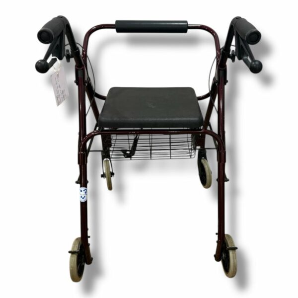 Red Four Wheeled Walker - Used - Image 2